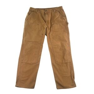 Carhartt Double Knee Work Pants Mens 38x32 Brown Cotton Loose B136-BRN